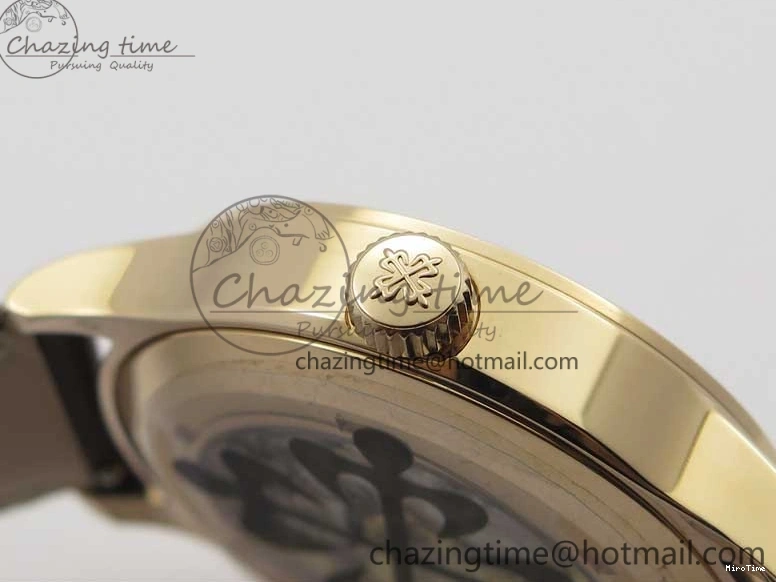 MIROTIME 0510 ZipUp Calatrava 5524R Pilot Travel Time RG GRF Brown Dial on Brown Leather Strap A324 V 7110